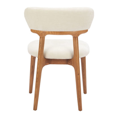 Set of Two White And Walnut Upholstery And Solid Wood Open Back Dining Side Chairs HomeRoots