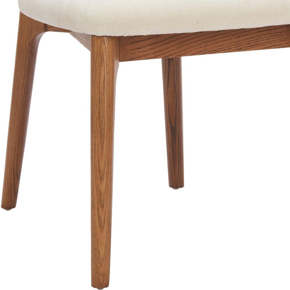 Set of Two White And Walnut Upholstery And Solid Wood Open Back Dining Side Chairs — view 9