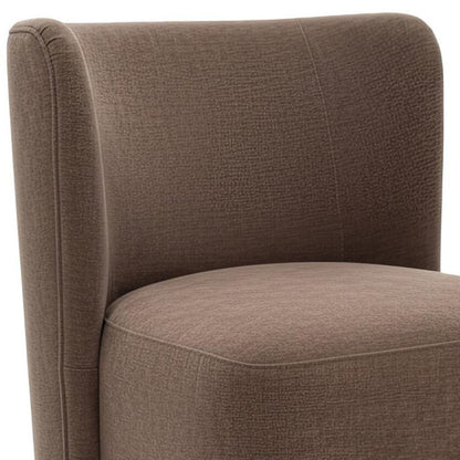 Taupe And Brown Upholstery And Solid Wood And Steel Dining Side Chair With Wheels