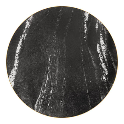36" Black And Gold Faux Marble And Steel Pedestal Base Round Top Dining Table HomeRoots