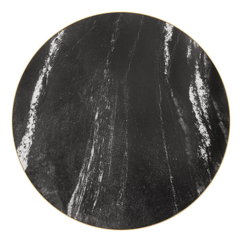 36" Gray And Black Faux Marble And Steel Pedestal Base Round Top Dining Table — view 7