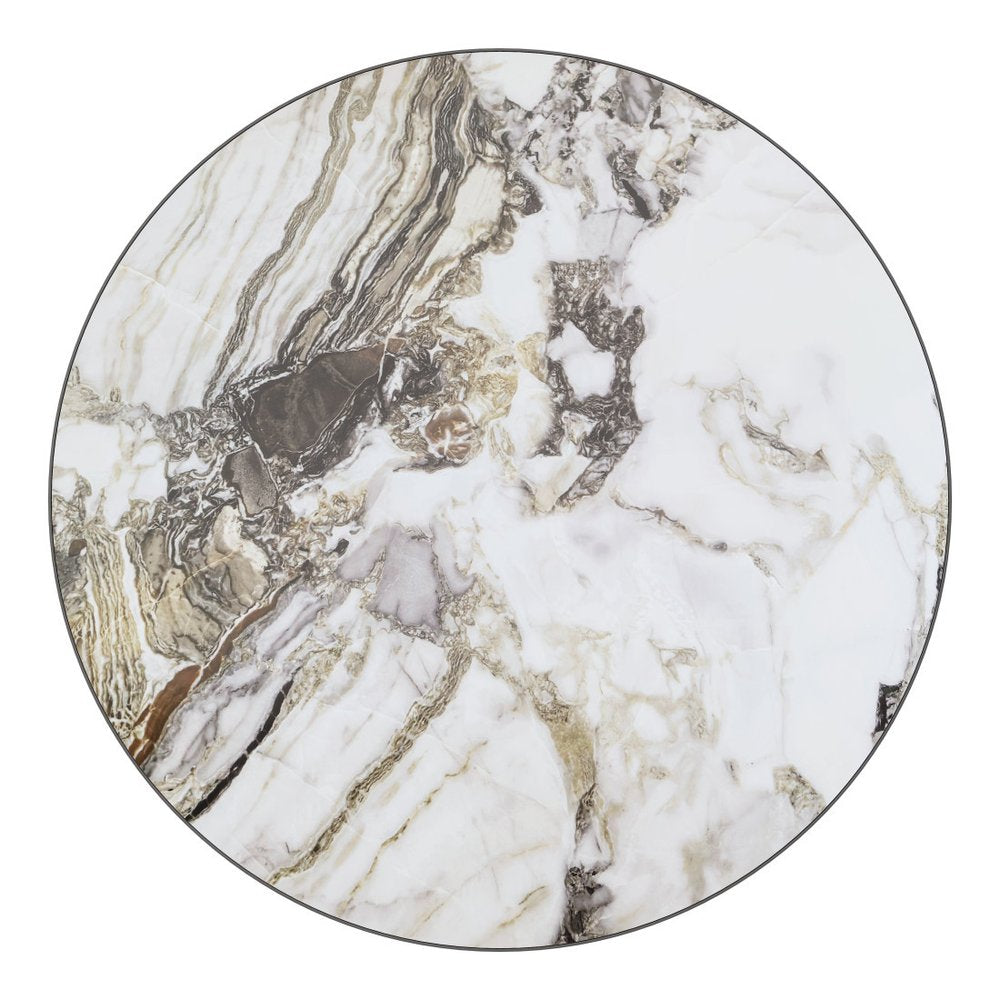 36" Black And Gold Faux Marble And Steel Pedestal Base Round Top Dining Table — view 13
