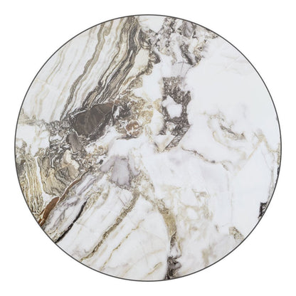 36" Black And Gold Faux Marble And Steel Pedestal Base Round Top Dining Table HomeRoots