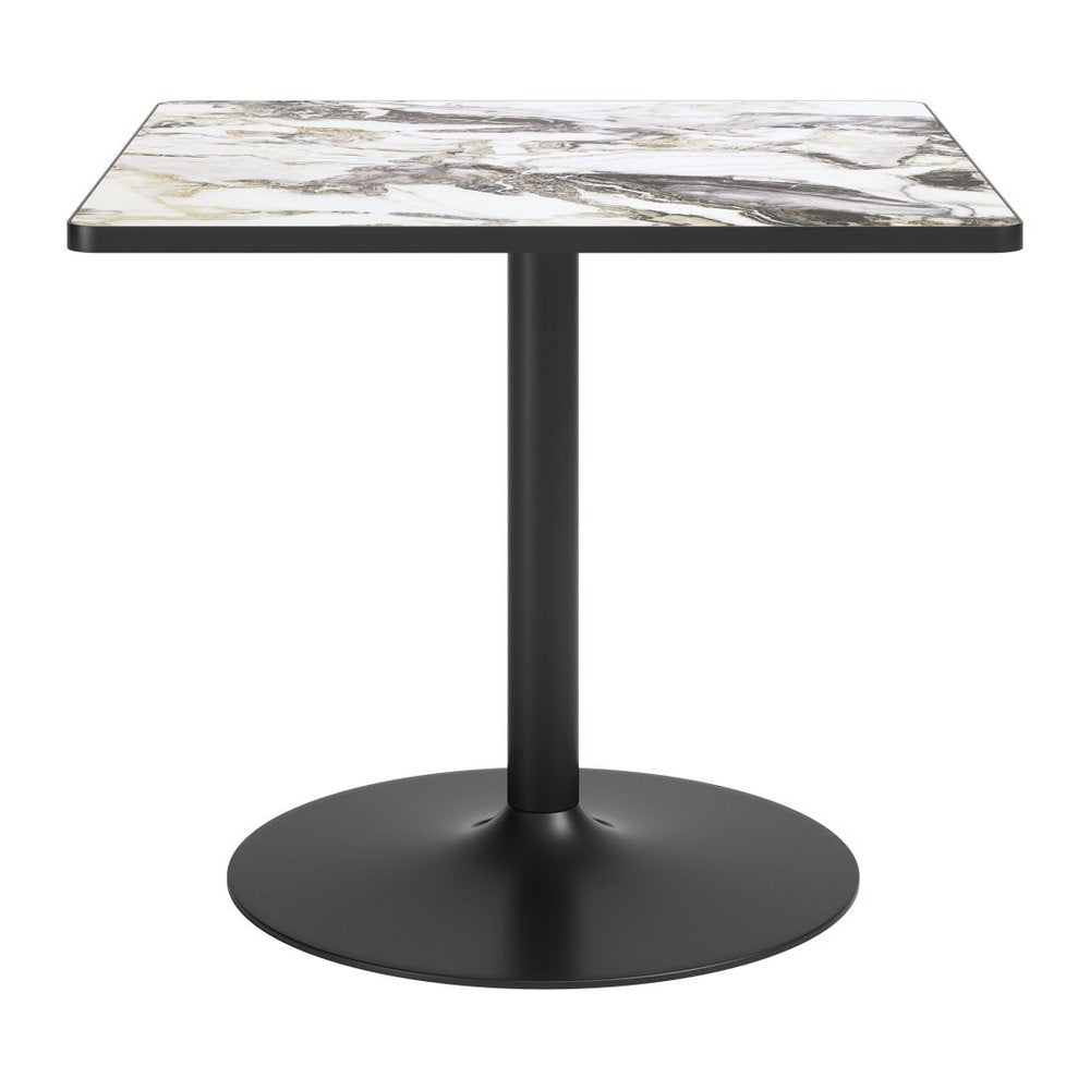 36" Black And Gold Faux Marble And Steel Pedestal Base Square Dining Table — view 5
