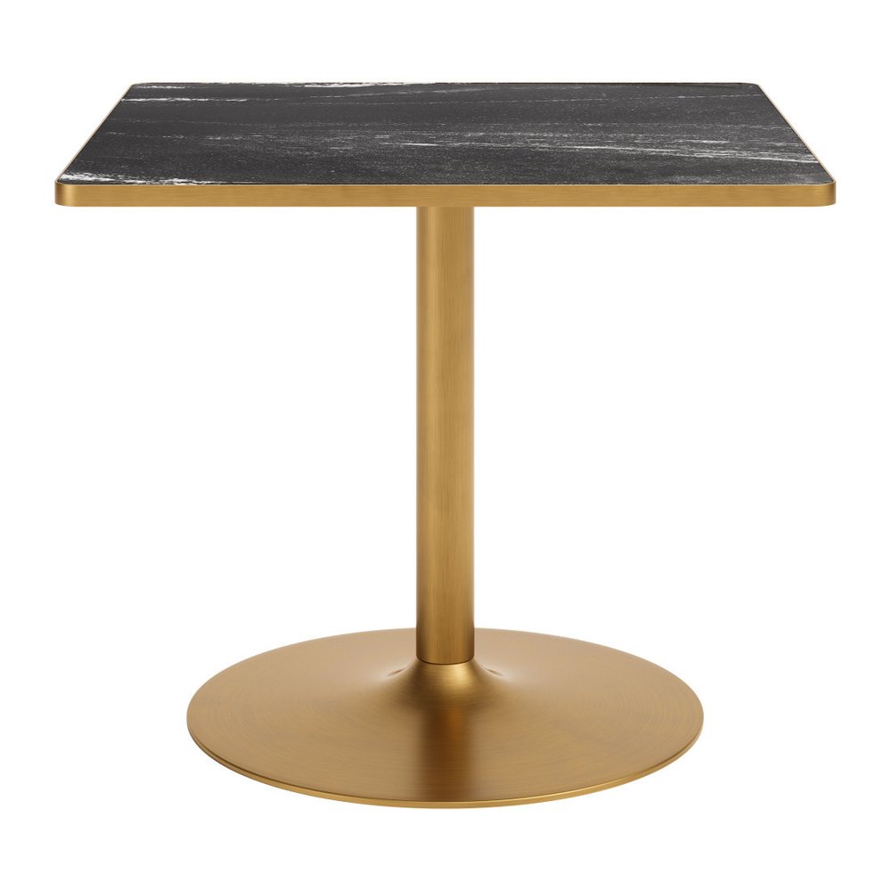 36" Gray And Black Faux Marble And Steel Pedestal Base Square Dining Table — view 12
