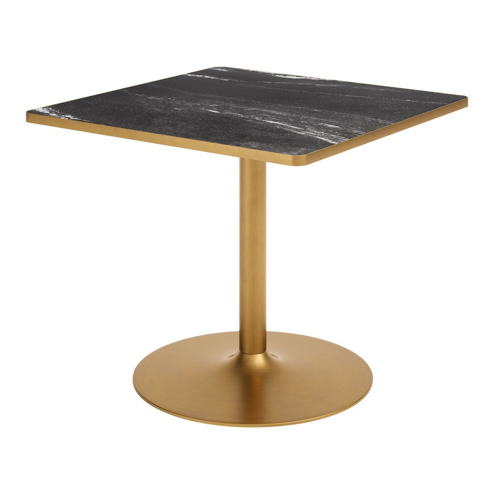 36" Gray And Black Faux Marble And Steel Pedestal Base Square Dining Table — view 13