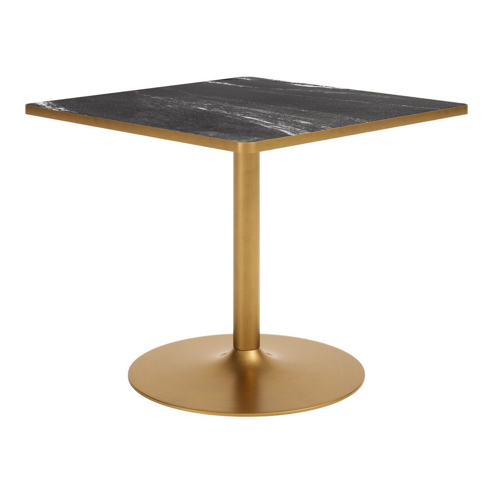 36" Gray And Black Faux Marble And Steel Pedestal Base Square Dining Table — view 14