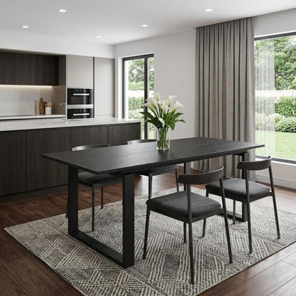 79" Black Wood Sled Base Dining Table HomeRoots