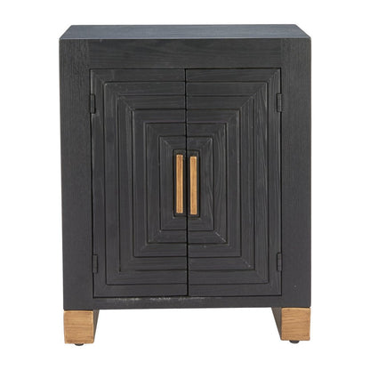 25" Black and Brown Distressed Wood Frame End Table With Two Shelves HomeRoots