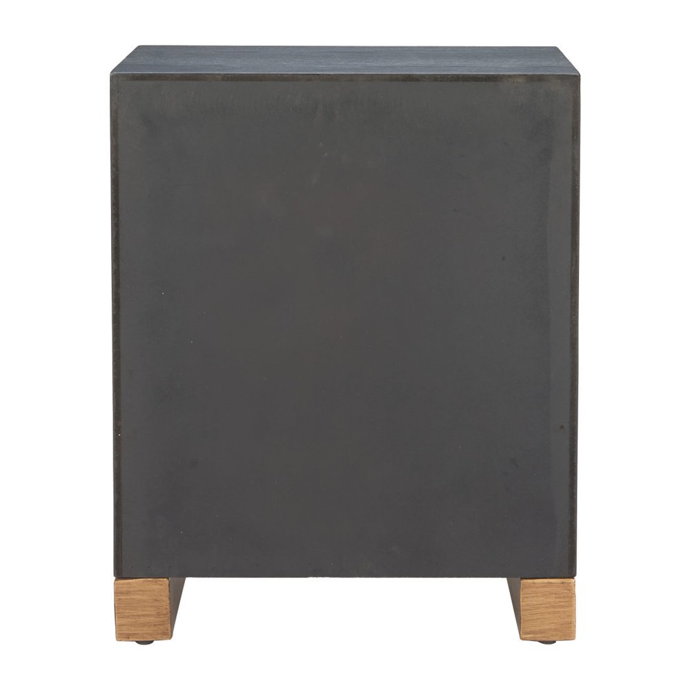 25" Black and Brown Distressed Wood Frame End Table With Two Shelves — view 7