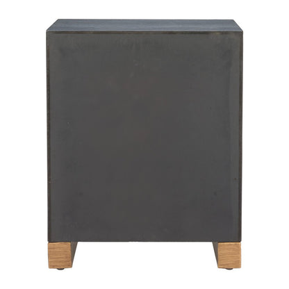 25" Black and Brown Distressed Wood Frame End Table With Two Shelves HomeRoots