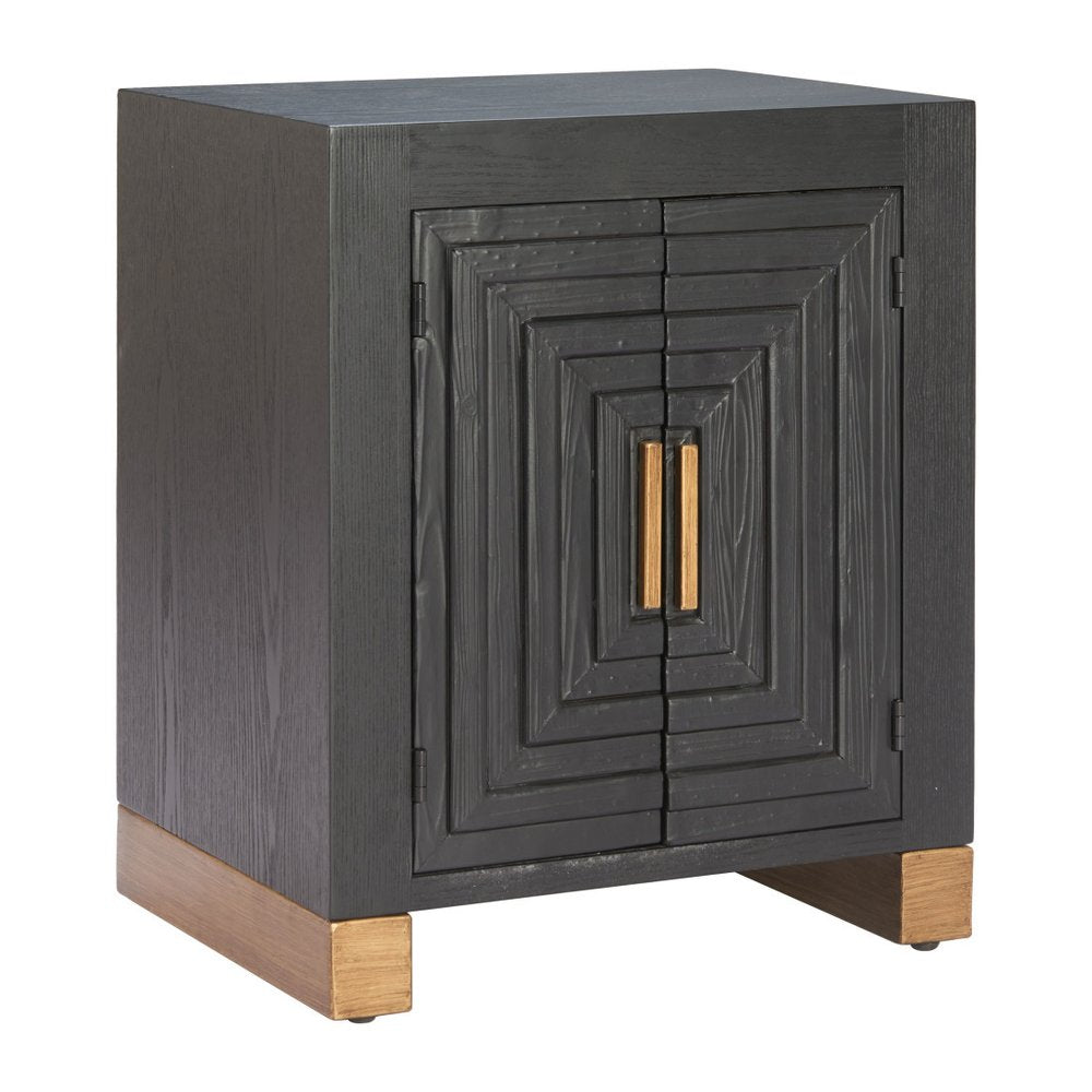 25" Black and Brown Distressed Wood Frame End Table With Two Shelves HomeRoots