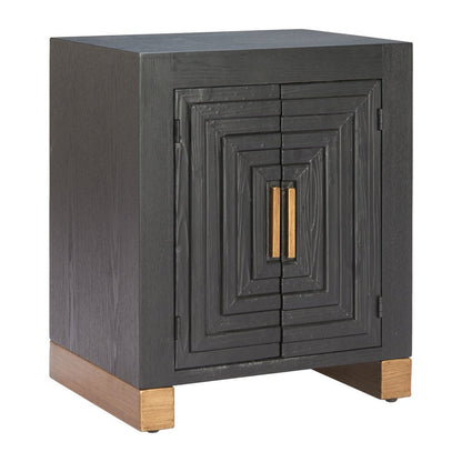 25" Black and Brown Distressed Wood Frame End Table With Two Shelves HomeRoots