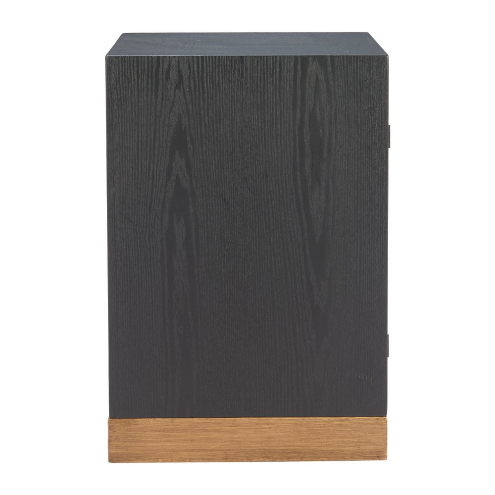 25" Black and Brown Distressed Wood Frame End Table With Two Shelves HomeRoots