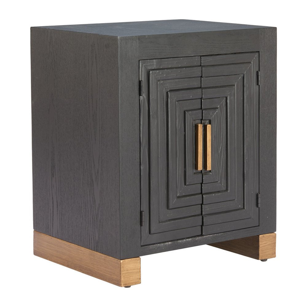 25" Black and Brown Distressed Wood Frame End Table With Two Shelves HomeRoots