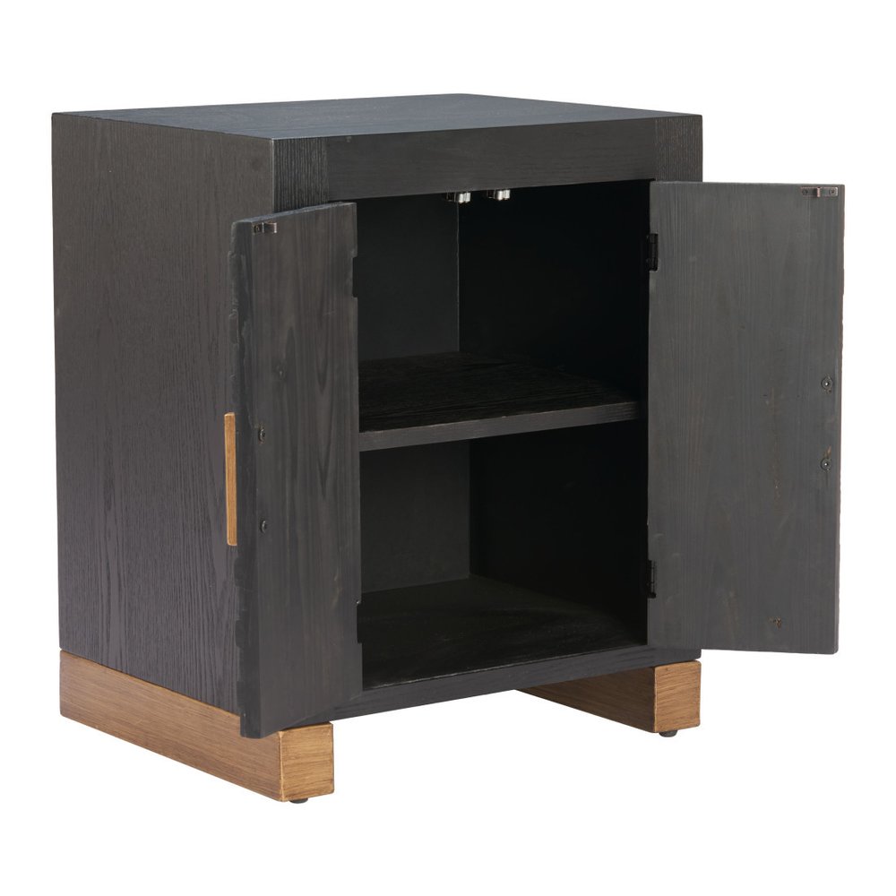 25" Black and Brown Distressed Wood Frame End Table With Two Shelves HomeRoots