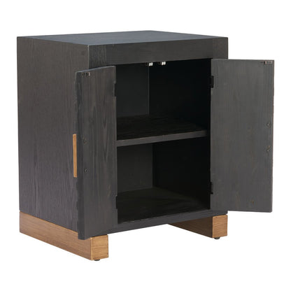 25" Black and Brown Distressed Wood Frame End Table With Two Shelves HomeRoots
