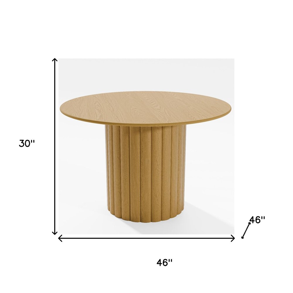 46" Natural Solid Wood Pedestal Base Round Top Dining Table — view 8
