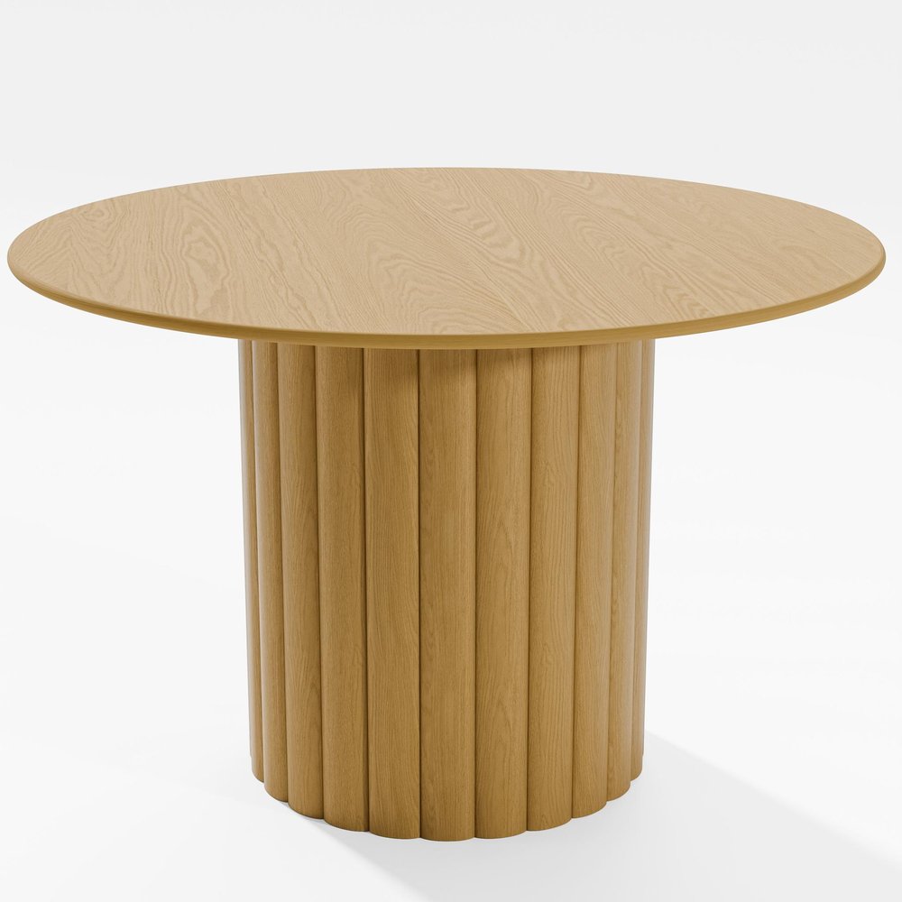 46" Natural Solid Wood Pedestal Base Round Top Dining Table HomeRoots