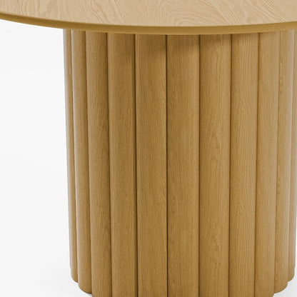 46" Natural Solid Wood Pedestal Base Round Top Dining Table HomeRoots