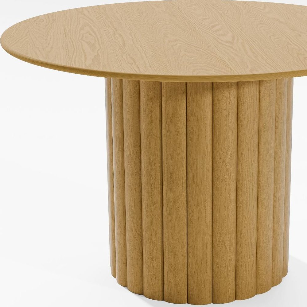 46" Natural Solid Wood Pedestal Base Round Top Dining Table — view 4