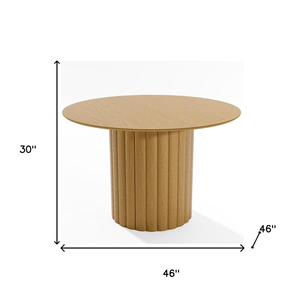 46" Natural Solid Wood Pedestal Base Round Top Dining Table — view 8