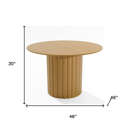 46" Natural Solid Wood Pedestal Base Round Top Dining Table HomeRoots