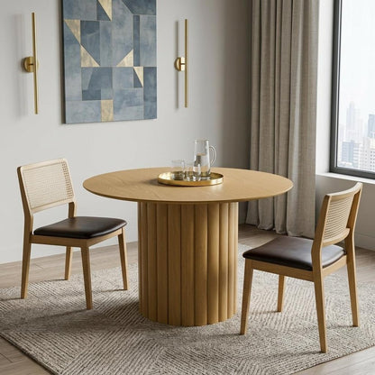 46" Natural Solid Wood Pedestal Base Round Top Dining Table HomeRoots