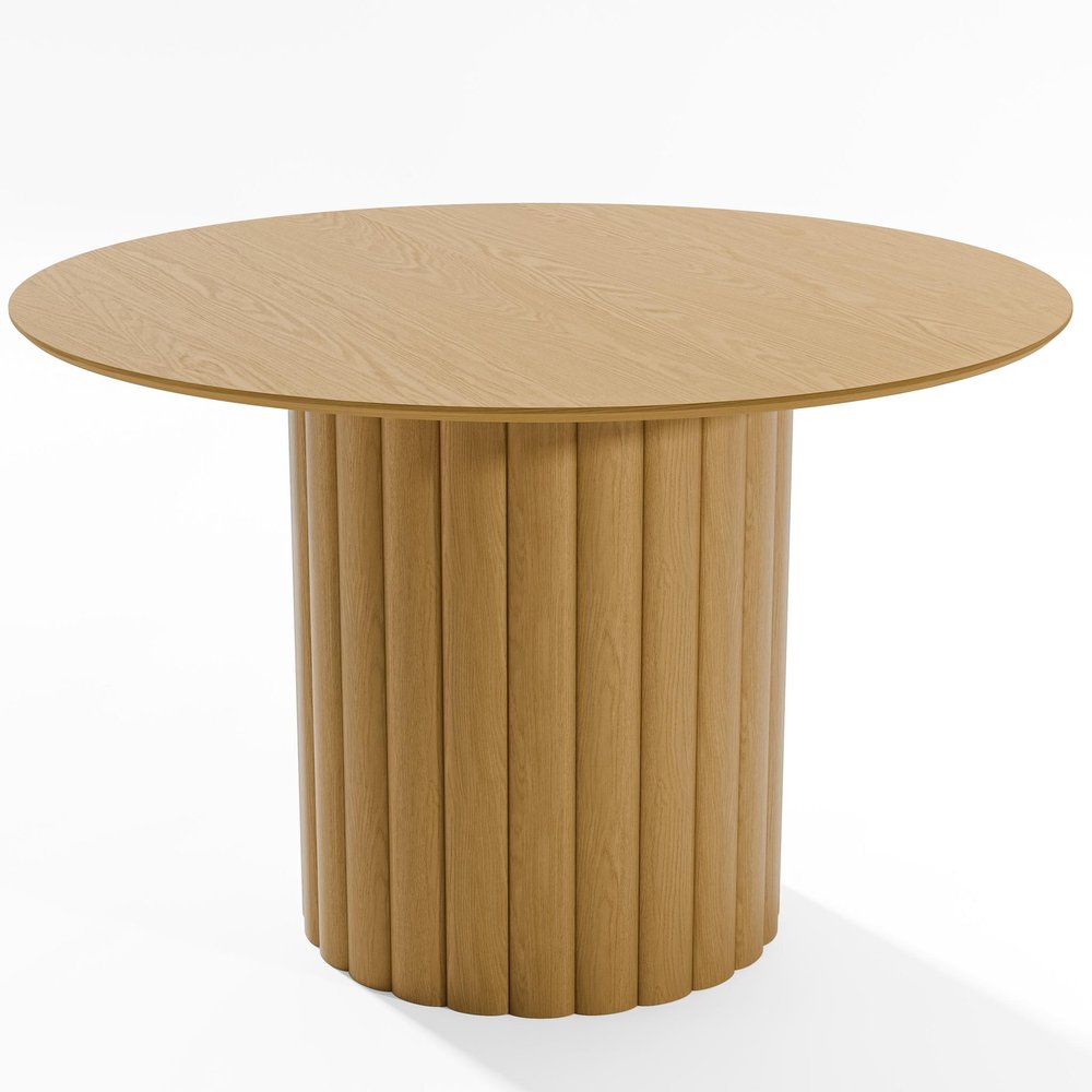 46" Natural Solid Wood Pedestal Base Round Top Dining Table HomeRoots