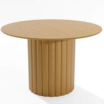 46" Natural Solid Wood Pedestal Base Round Top Dining Table HomeRoots