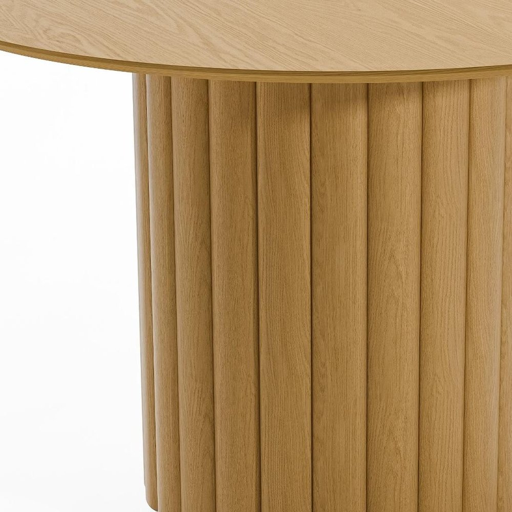 46" Natural Solid Wood Pedestal Base Round Top Dining Table — view 3