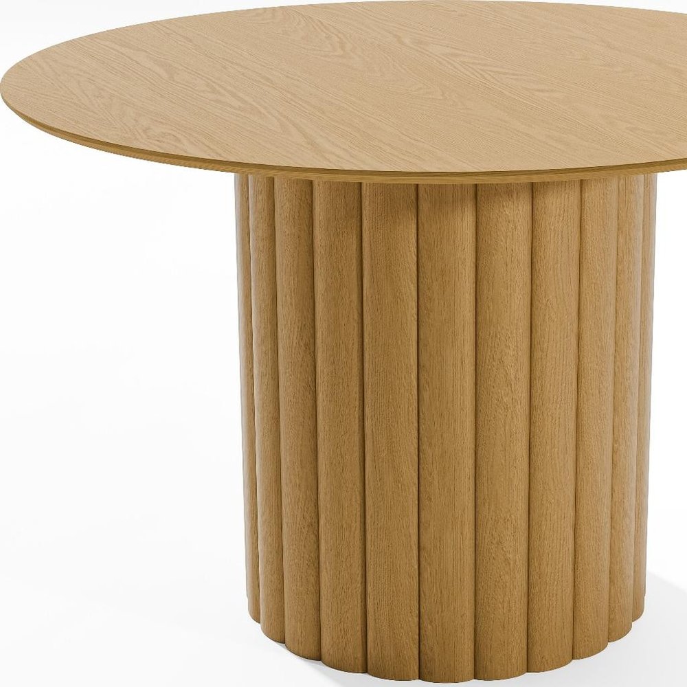 46" Natural Solid Wood Pedestal Base Round Top Dining Table — view 4