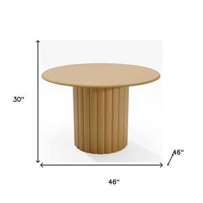 46" Natural Solid Wood Pedestal Base Round Top Dining Table HomeRoots