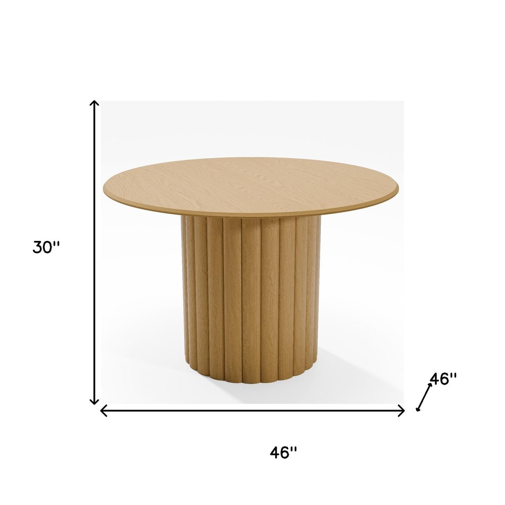 46" Natural Solid Wood Pedestal Base Round Top Dining Table — view 7