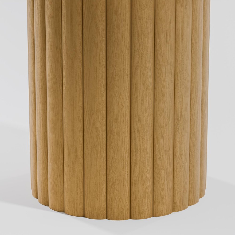 46" Natural Solid Wood Pedestal Base Round Top Dining Table — view 6