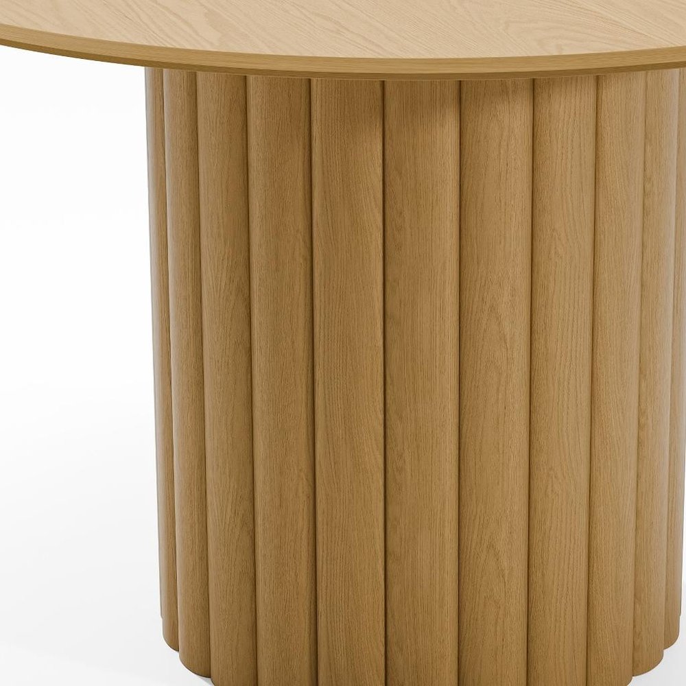 46" Natural Solid Wood Pedestal Base Round Top Dining Table — view 5