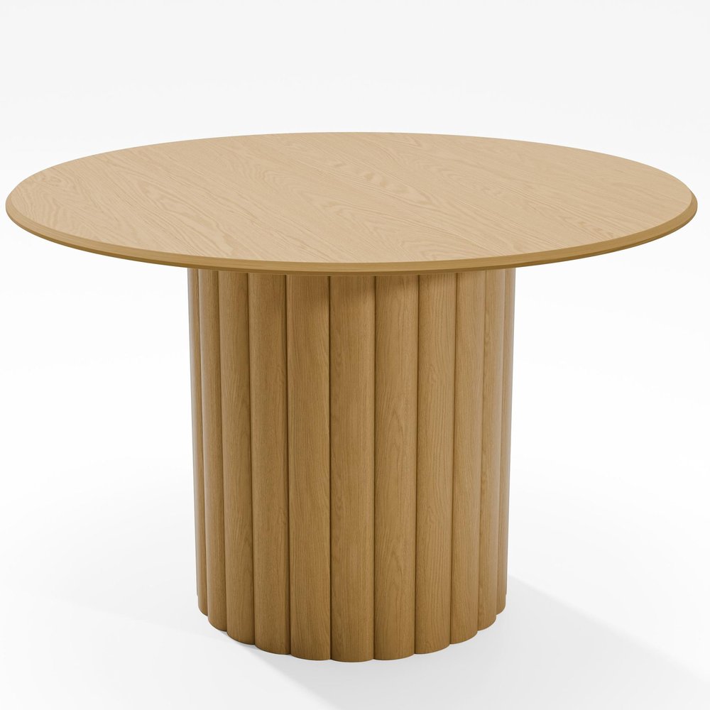 46" Natural Solid Wood Pedestal Base Round Top Dining Table HomeRoots