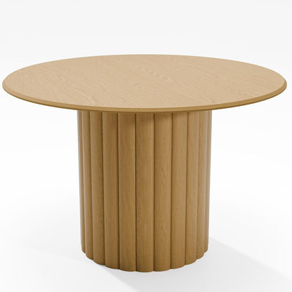 46" Natural Solid Wood Pedestal Base Round Top Dining Table HomeRoots