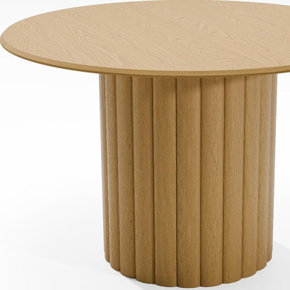 46" Natural Solid Wood Pedestal Base Round Top Dining Table HomeRoots