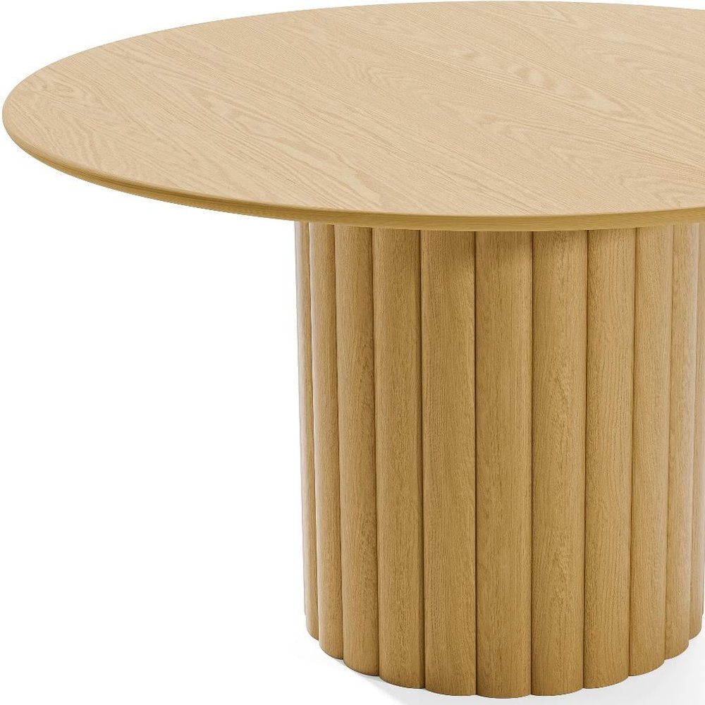 52" Natural Solid Wood Pedestal Base Round Top Dining Table — view 4
