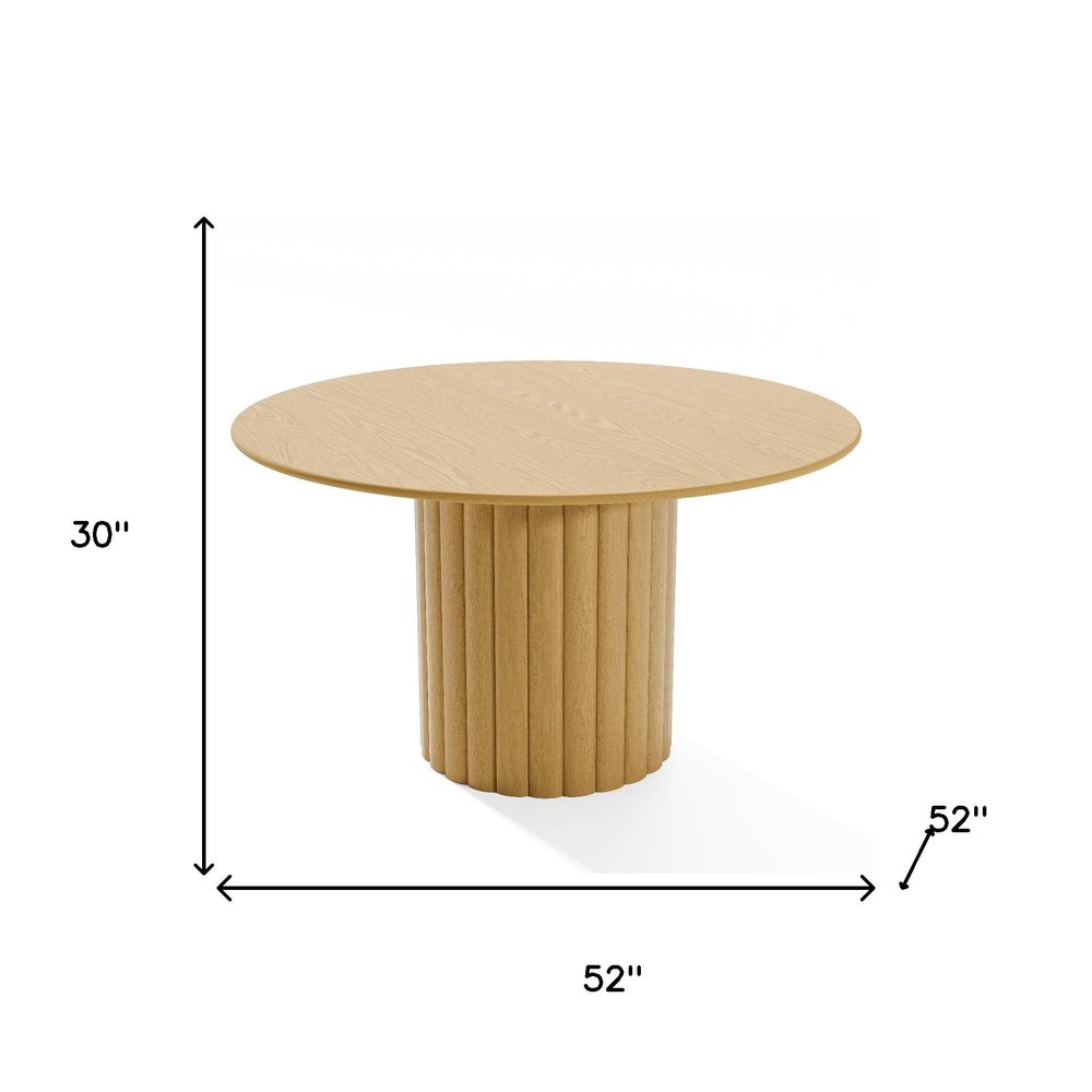 52" Natural Solid Wood Pedestal Base Round Top Dining Table HomeRoots