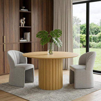 52" Natural Solid Wood Pedestal Base Round Top Dining Table HomeRoots