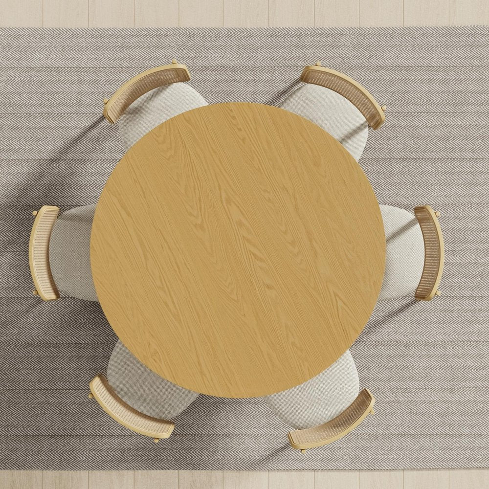 52" Natural Solid Wood Pedestal Base Round Top Dining Table — view 1