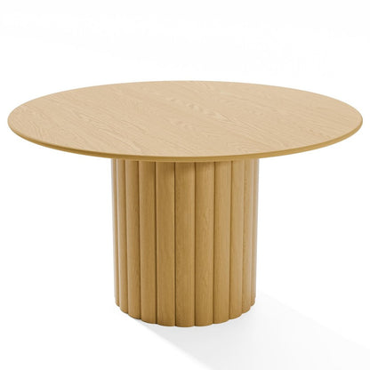 52" Natural Solid Wood Pedestal Base Round Top Dining Table