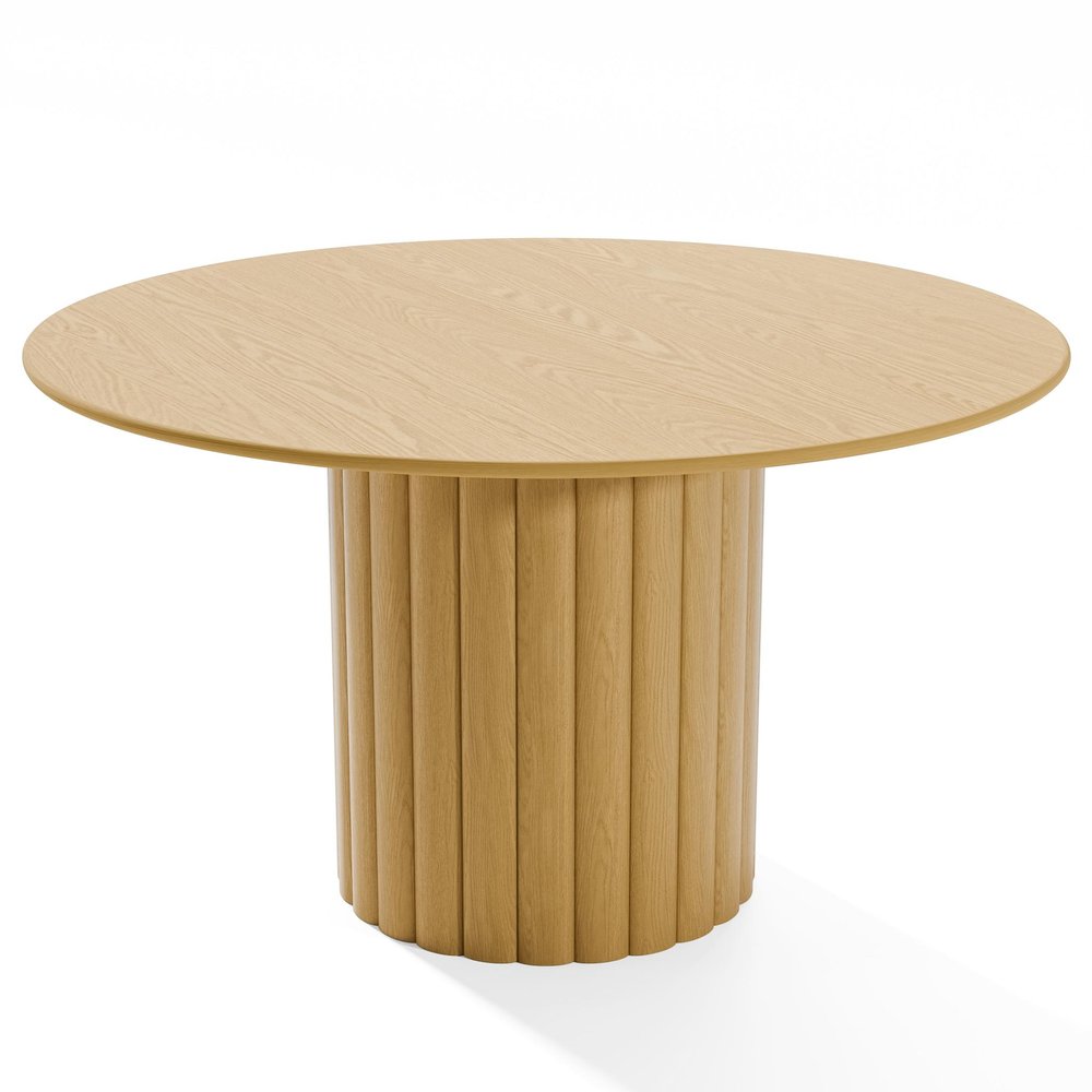 52" Natural Solid Wood Pedestal Base Round Top Dining Table HomeRoots