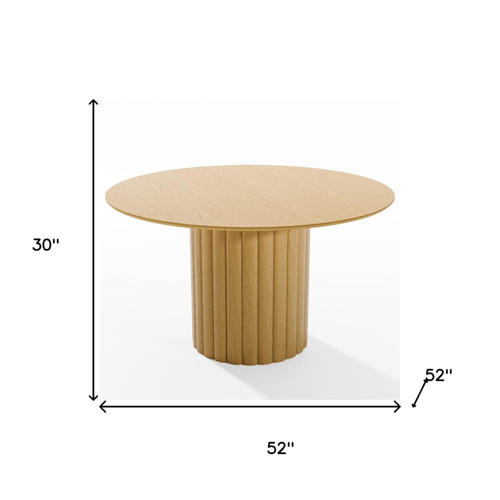 52" Natural Solid Wood Pedestal Base Round Top Dining Table HomeRoots