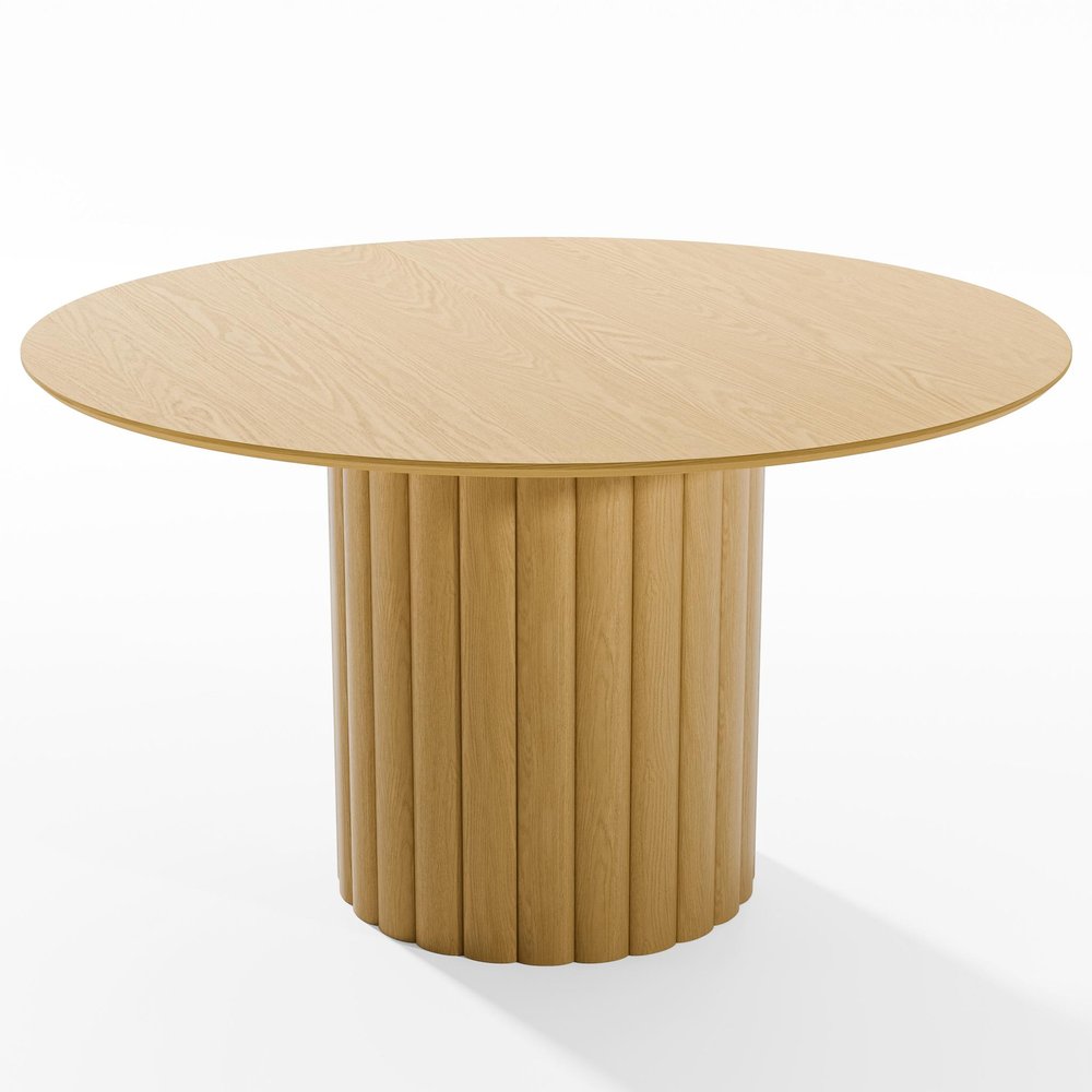52" Natural Solid Wood Pedestal Base Round Top Dining Table — view 2