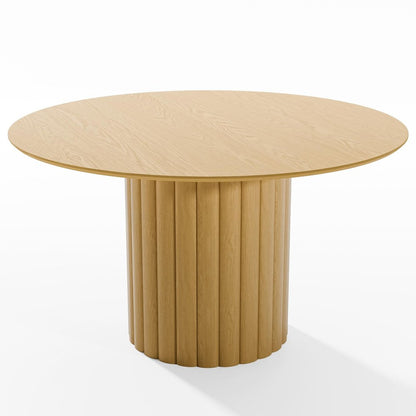 52" Natural Solid Wood Pedestal Base Round Top Dining Table HomeRoots