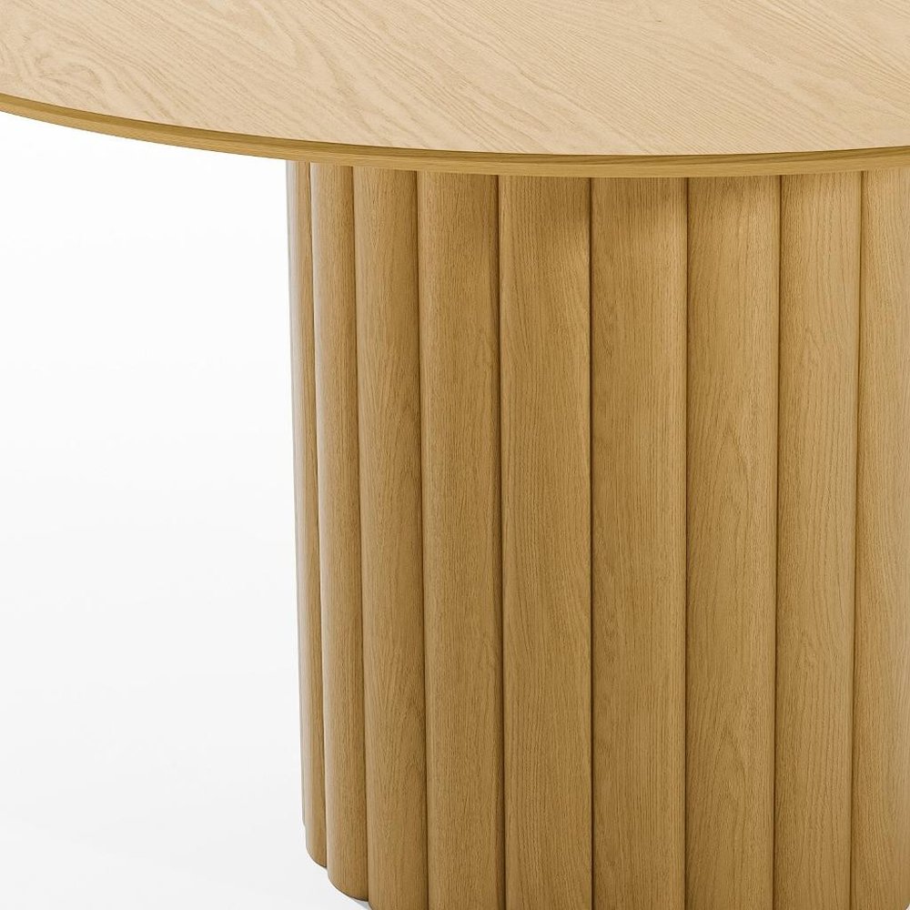 52" Natural Solid Wood Pedestal Base Round Top Dining Table — view 3