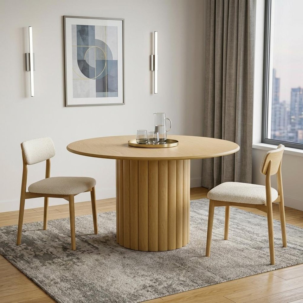 52" Natural Solid Wood Pedestal Base Round Top Dining Table — view 8